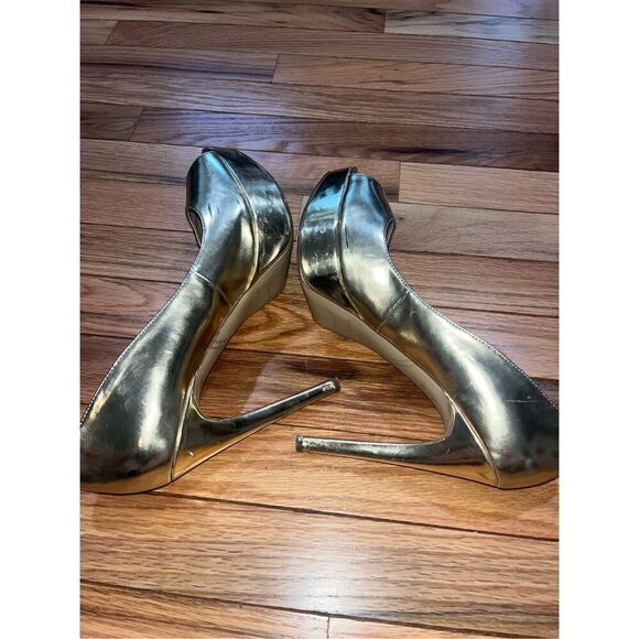 JOAN & DAVID Gold Danicolette Patent Leather Stiletto Pump Shoes Heels Size 10 - Picture 5 of 9